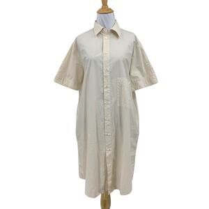 Hope Stockholm Dress Womens 34 US 2 Ivory Cotton Elma Short Sleeve Work Shirt